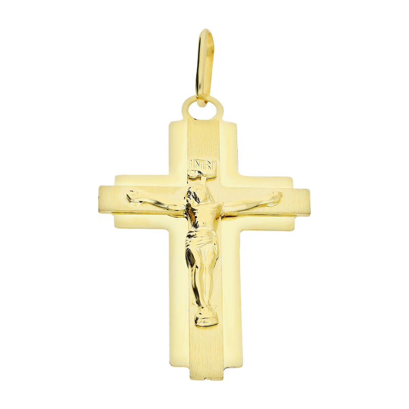 Krzyżyk złoty z nakładanym wizerunkiem Pana Jezusa