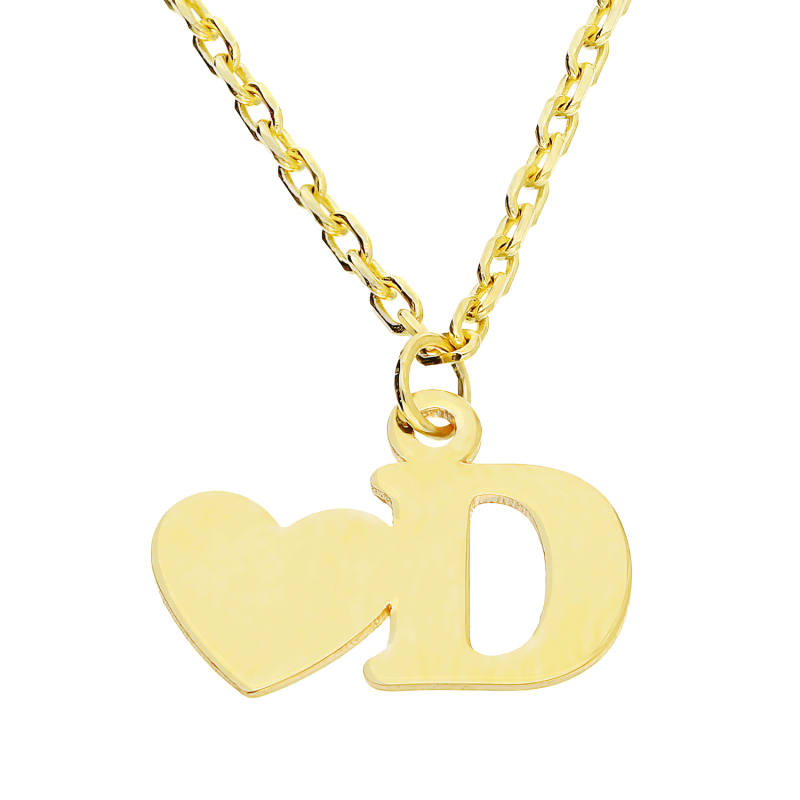 Naszyjnik złoty z literką D i serduszkiem/anker AR VX4FOR6N10721-04-D próba 585