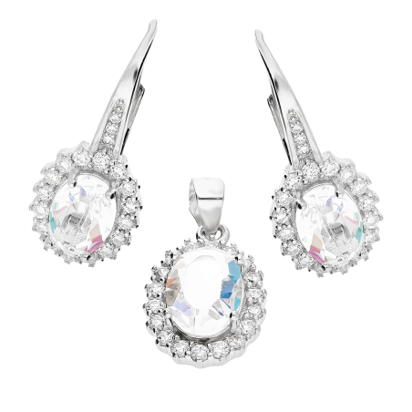 Srebrny Komplet z Cyrkoniami - Kolczyki i Zawieszka pr. 925 - JubilerSezam.pl