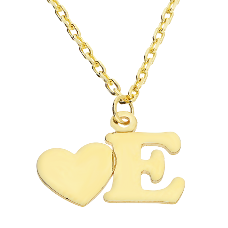 Złoty Naszyjnik z Literką E i Sercem pr. 585 - JubilerSezam.pl