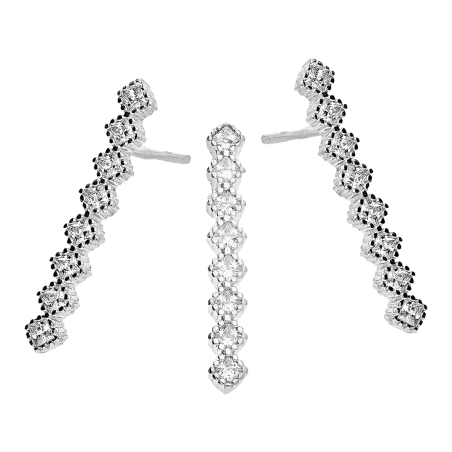 Komplet srebrny kolczyki i zawieszka rząd białych cyrkonii A01058 próba 925