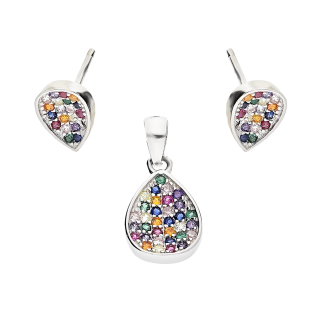 Srebrny Komplet Biżuterii Kropla Cyrkonie - JubilerSezam.pl