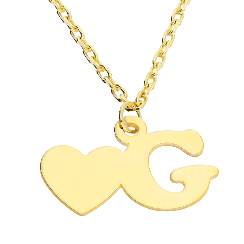 Naszyjnik złoty z literką G i serduszkiem/anker AR VX4FOR6N10721-07-G próba 585