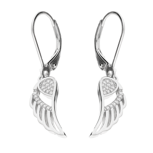 Kolczyki srebrne ażurowe skrzydło z białymi cyrkoniami/big.zam. AT242-1 próba 925