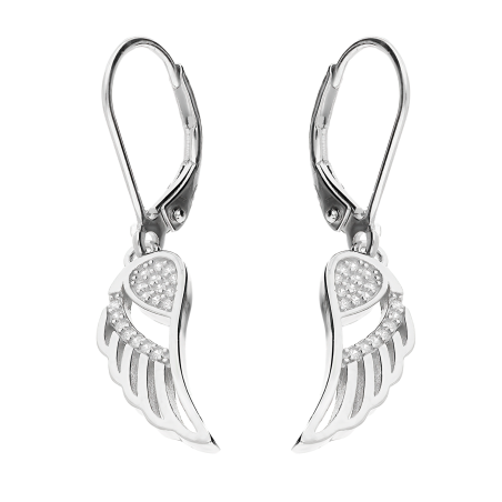 Kolczyki srebrne ażurowe skrzydło z białymi cyrkoniami/big.zam. AT242-1 próba 925