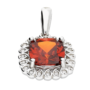 Zawieszka srebrna kwadratowa markiza z czerwoną cyrkonią AT655 czerwony próba 925