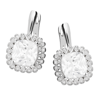 Kolczyki srebrne kwadratowa markiza z białymi cyrkoniami/zap.ang AT655 próba 925