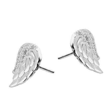Kolczyki srebrne skrzydło z białymi cyrkoniami/sztyft AT670 próba 925