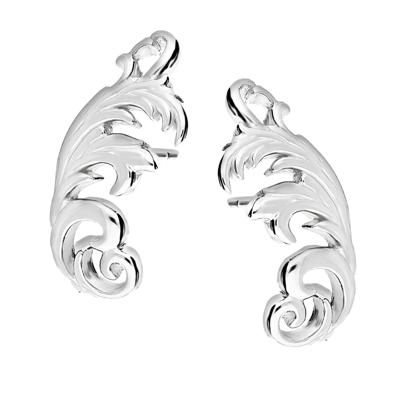 Kolczyki srebrne fala morska/sztyft AT674 próba 925