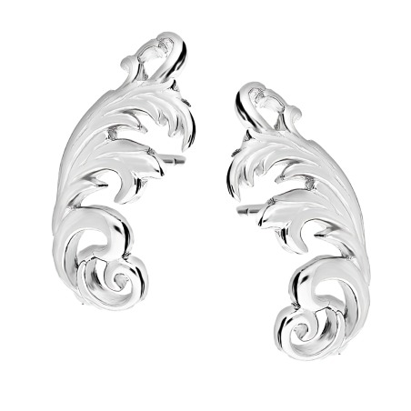 Kolczyki srebrne fala morska/sztyft AT674 próba 925