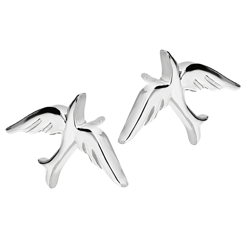 Kolczyki srebrne jaskółka blask/sztyft AT676 próba 925