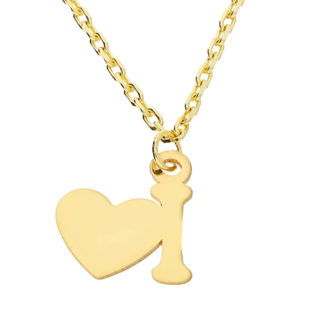 Złoty Naszyjnik z Literką I i Sercem pr. 585 - JubilerSezam.pl