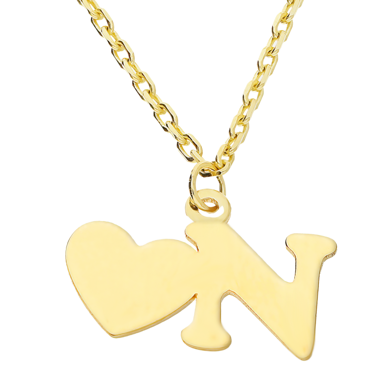 Naszyjnik złoty z literką N i serduszkiem/anker AR VX4FOR6N10721-14-N próba 585