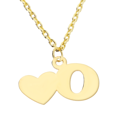 Złoty Naszyjnik z Literką O i Sercem pr. 585 - JubilerSezam.pl