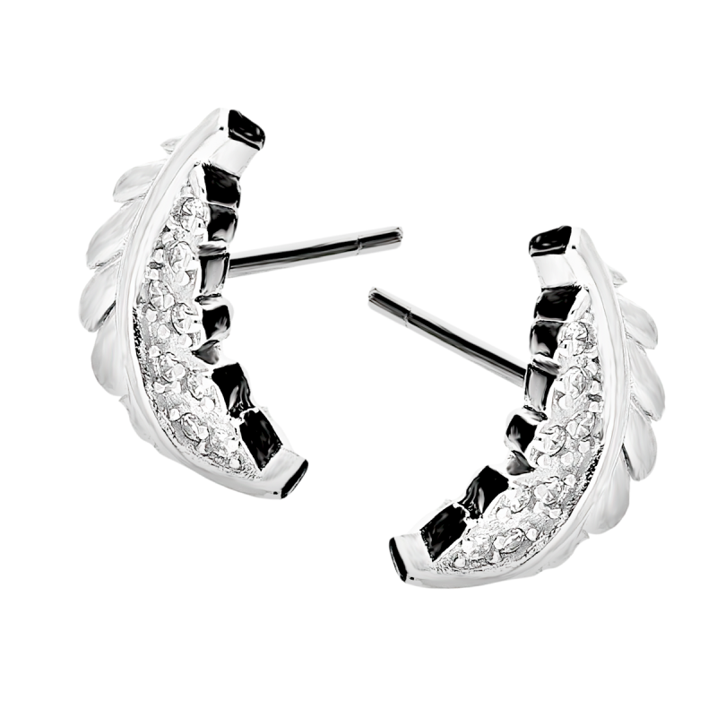 Kolczyki srebrne piórko z białymi cyrkoniami/sztyft AT683 próba 925