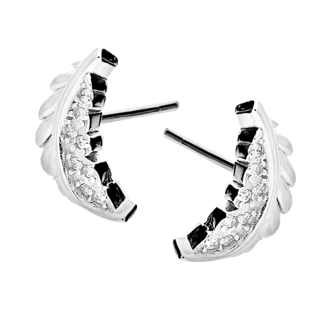 Kolczyki srebrne piórko z białymi cyrkoniami/sztyft AT683 próba 925