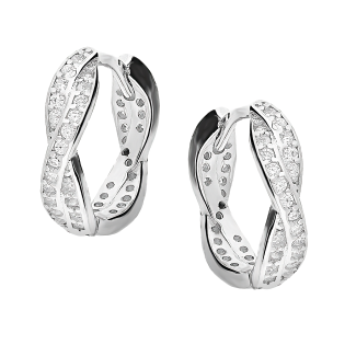 Kolczyki srebrne kółka przeplatanka z cyrkoniami AT686 próba 925