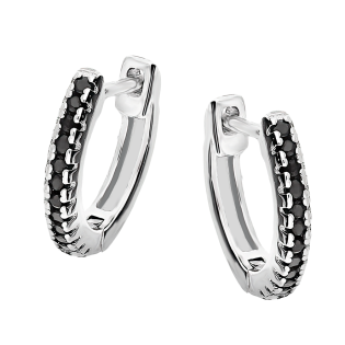 Srebrne kolczyki półkola z czarnymi cyrkoniami pr. 925 - JubilerSezam.pl