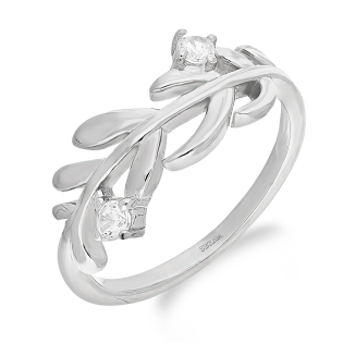 Srebrny Pierścionek Gałązka z Cyrkoniami pr. 925 - JubilerSezam.pl