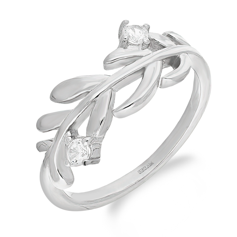 Srebrny Pierścionek Gałązka z Cyrkoniami pr. 925 - JubilerSezam.pl