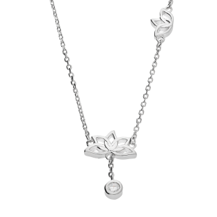 Srebrny Naszyjnik Lilie Wodne z Cyrkonią pr. 925 - JubilerSezam.pl