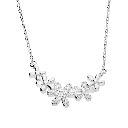 Naszyjnik srebrny kwiatki z białymi cyrkoniami/anker AT691 próba 925