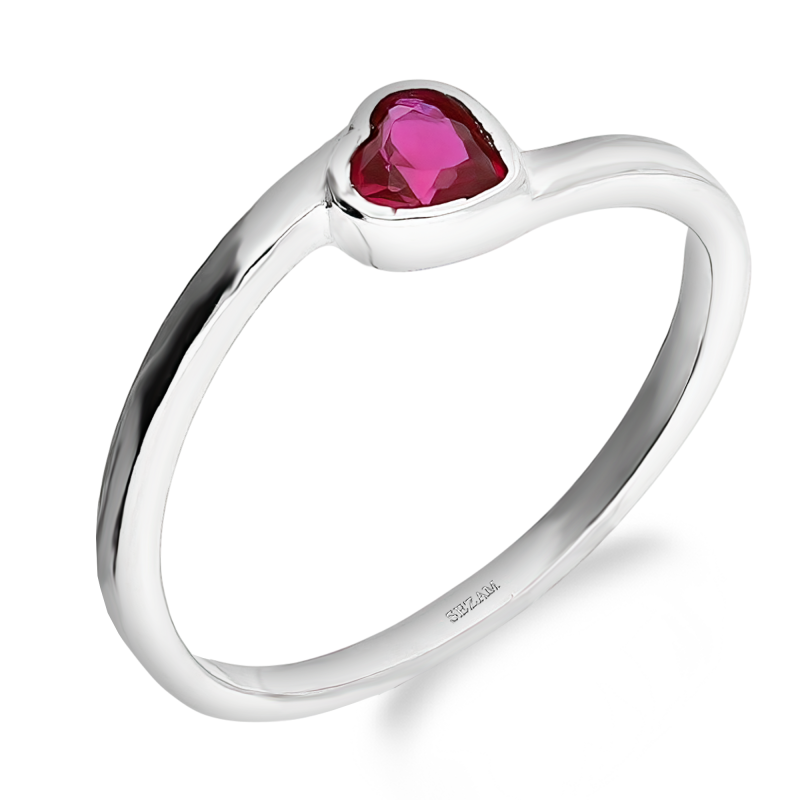 Srebrny Pierścionek Serce z Różową Cyrkonią pr. 925 - JubilerSezam.pl