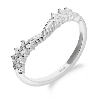 Pierścionek srebrny ze szpicem listki i białe cyrkonie AT698 próba 925