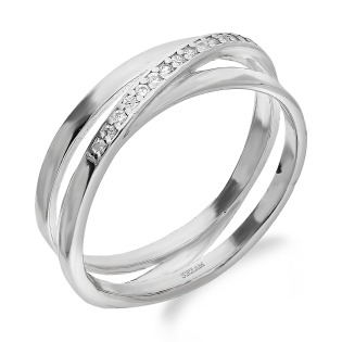 Srebrny pierścionek przeplatanka z cyrkoniami - JubilerSezam.pl