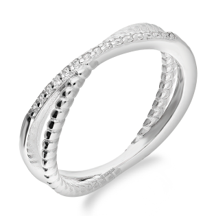 Pierścionek srebrny plecionka z białymi cyrkoniami AT711 próba 925