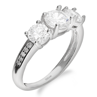 Pierścionek srebrny trzy białe cyrkonie w czterech łapkach AT712 próba 925