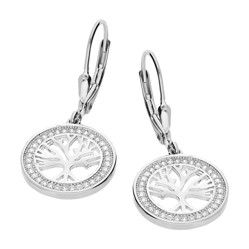 Kolczyki srebrne drzewko szczęścia w kole/big.zam. HS1705 próba 925
