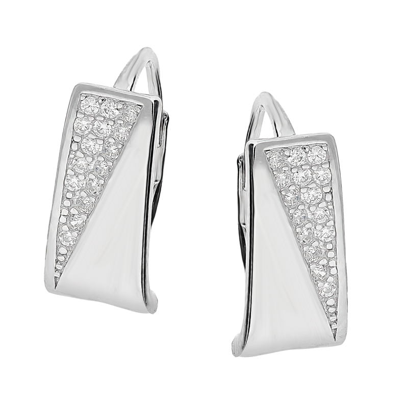 Kolczyki srebrne blaszka blask z białymi cyrkoniami/big.zam. HS1707 próba 925