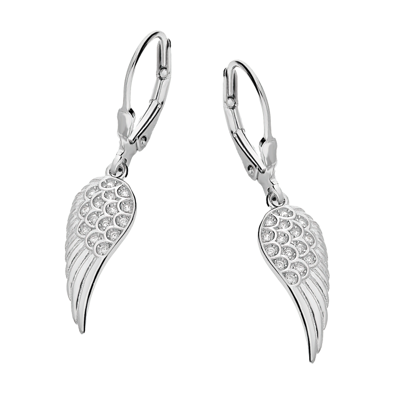 Kolczyki srebrne ażurowe skrzydło z cyrkoniami/big.zam. HS1709 próba 925
