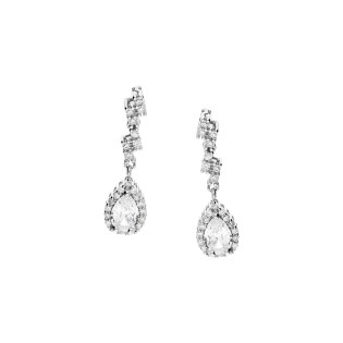 Kolczyki srebrne kropla i rząd białych cyrkonii/sztyft HS1439 próba 925