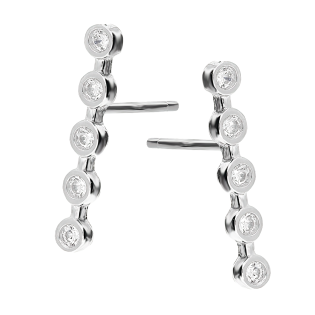 Kolczyki srebrne pięć białych cyrkonii/sztyft HS1732 próba 925