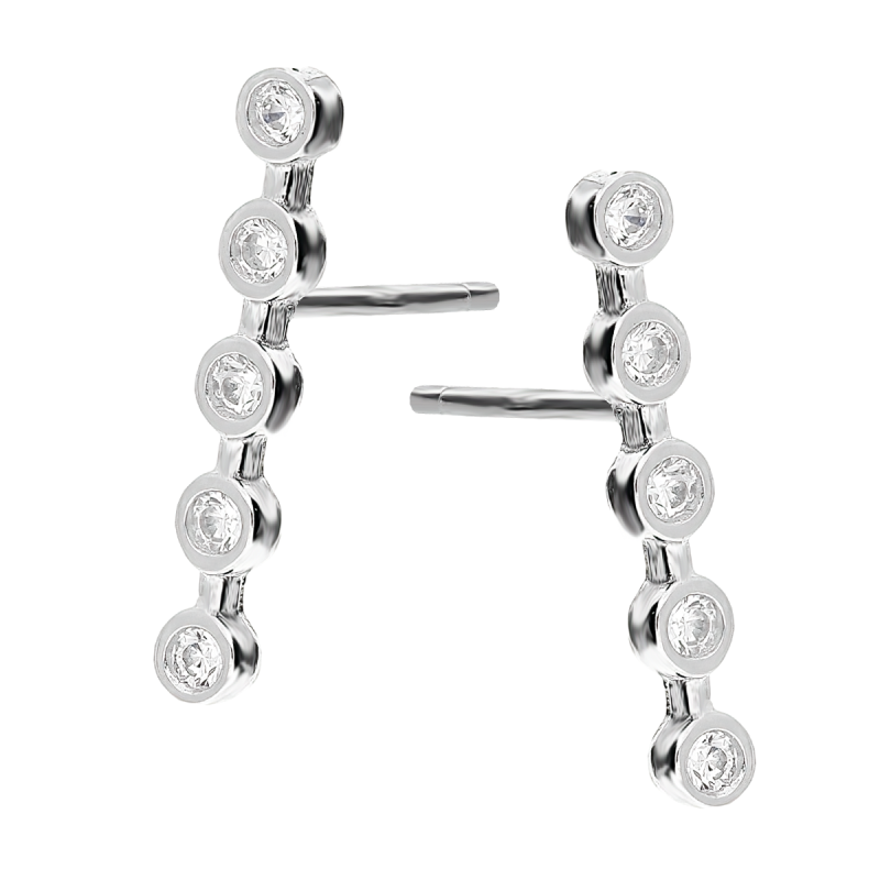 Kolczyki srebrne pięć białych cyrkonii/sztyft HS1732 próba 925