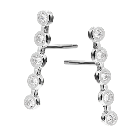Kolczyki srebrne pięć białych cyrkonii/sztyft HS1732 próba 925