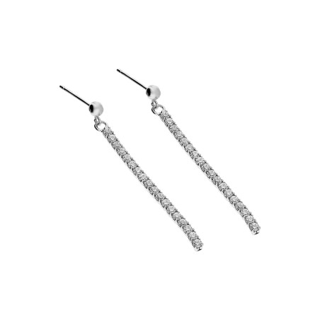 Kolczyki srebrne rząd białych cyrkonii i gładka kulka/sztyft HS1666 próba 925