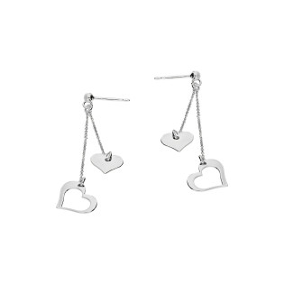 Kolczyki srebrne serce ramka i serce blask na łańcuszkach anker/sztyft M3-088 ROD próba 925