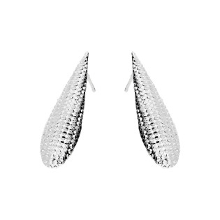 Kolczyki srebrne tłoczona kropla z kulkami bead/sztyft M3-091 ROD próba 925