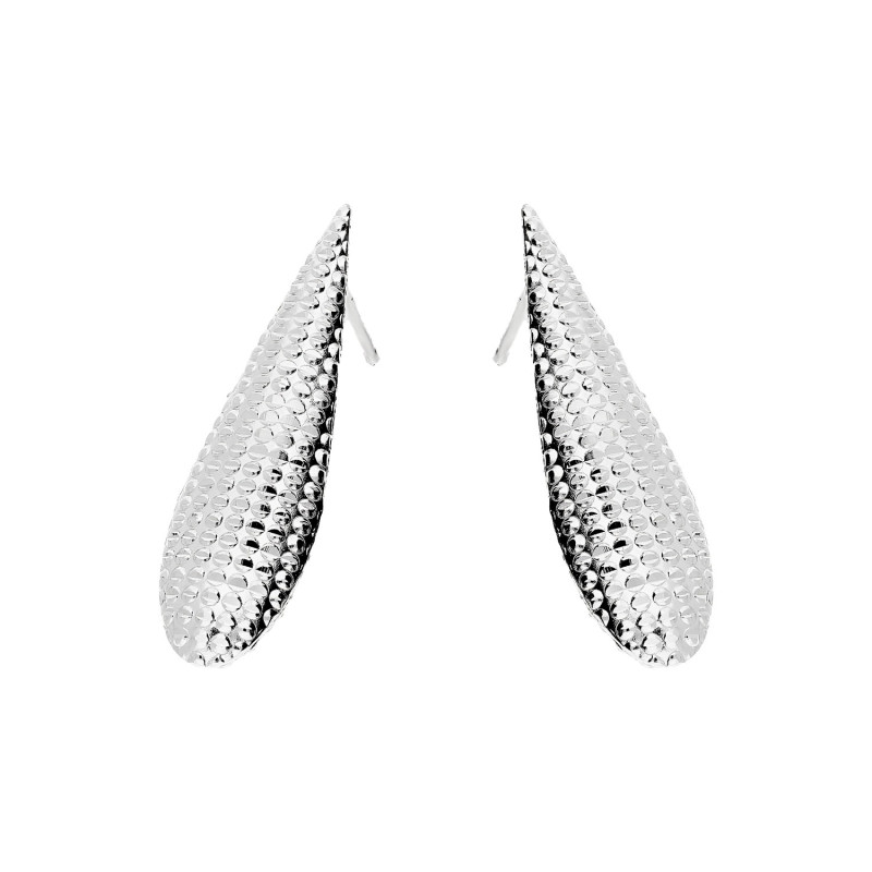 Kolczyki srebrne tłoczona kropla z kulkami bead/sztyft M3-091 ROD próba 925