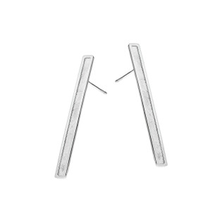 Kolczyki srebrne wąski matowy prostokąt/sztyft M3-093 ROD próba 925