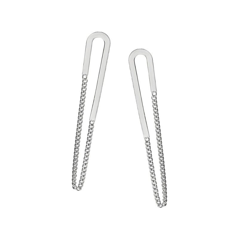 Kolczyki srebrne blask i łańcuch pancer/sztyft M3-098 ROD próba 925