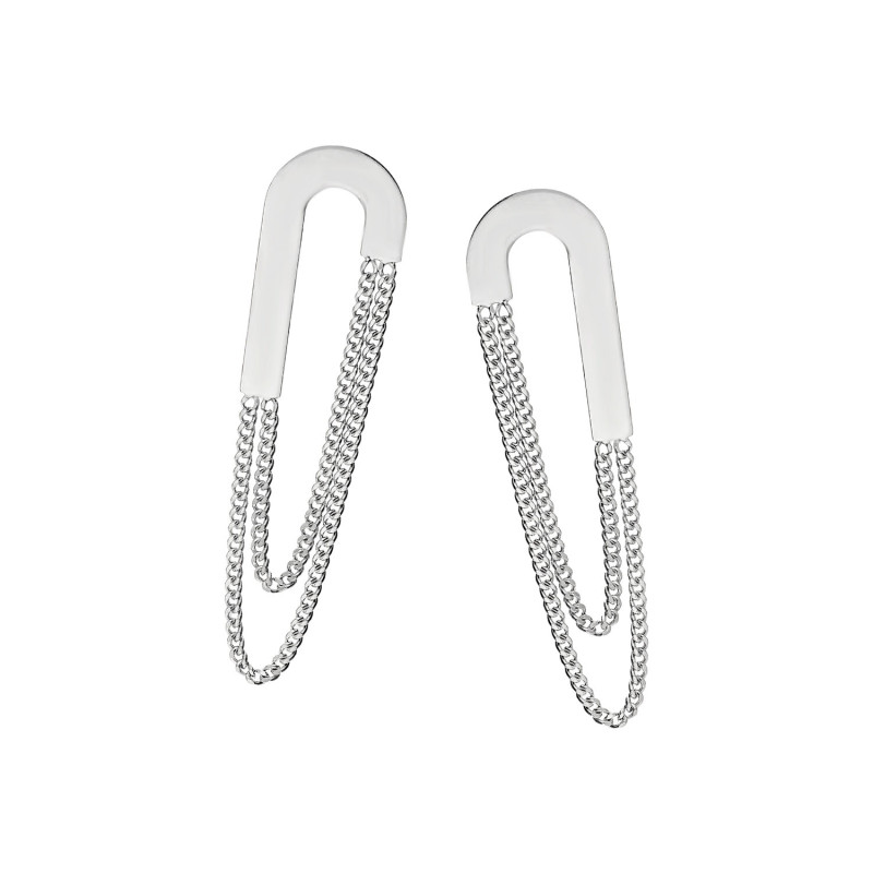 Kolczyki srebrne laska blask i łańcuszki pancer/sztyft M3-098-1 ROD próba 925