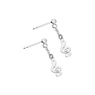 Srebrne kolczyki nutki na łańcuszku rolo pr. 925 - JubilerSezam.pl