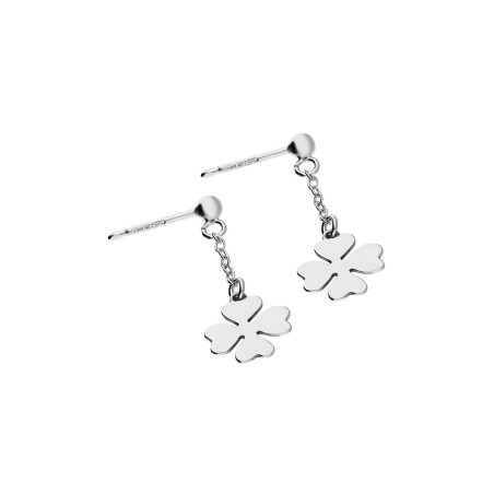 Kolczyki srebrne koniczynka z serc na łańcuszku rolo/sztyft M3-138 ROD próba 925