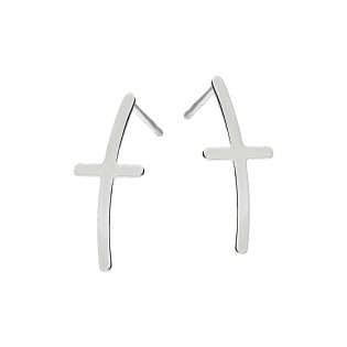 Kolczyki srebrne pochylony gładki krzyżyk/sztyft M3-139 ROD próba 925