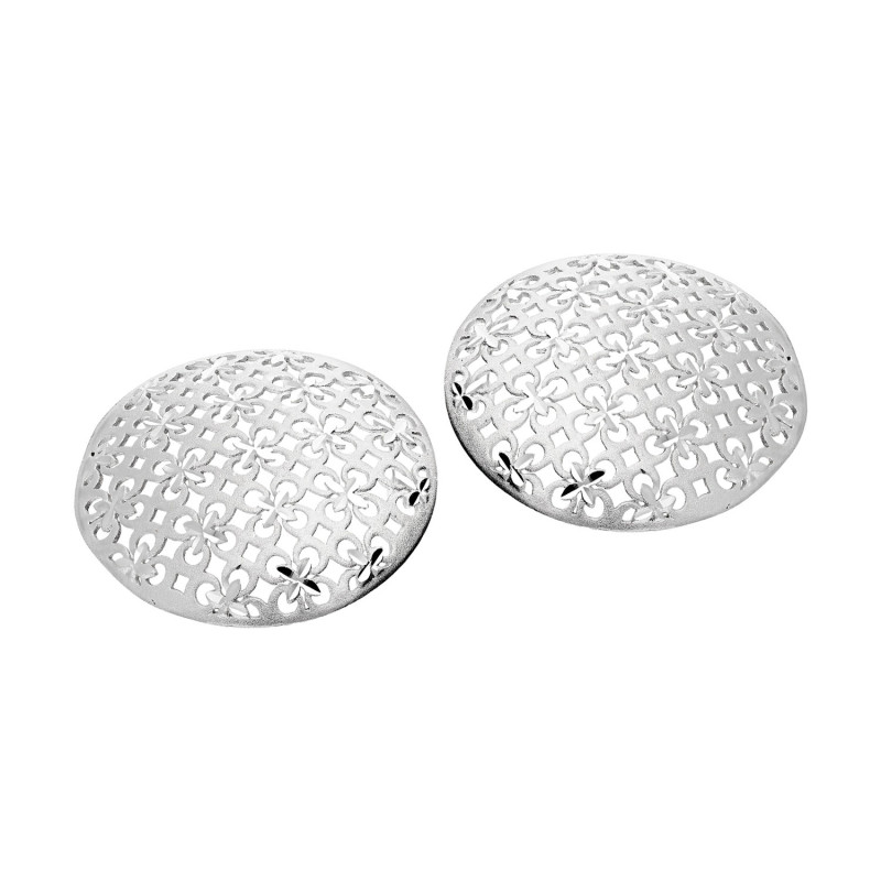 Kolczyki srebrne ażurowe koło z koniczynkami/sztyft M3-146 ROD próba 925