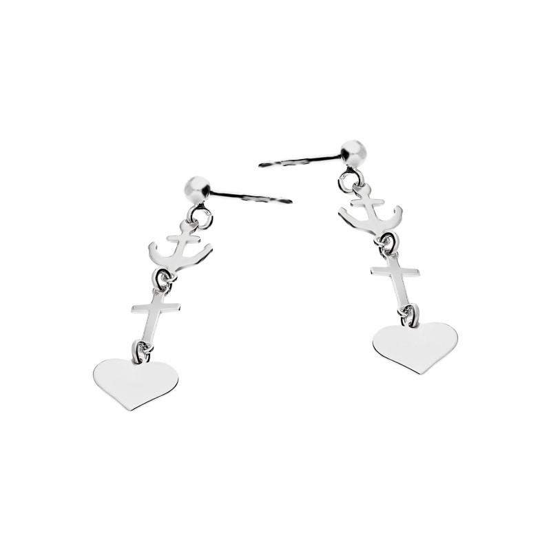 Kolczyki srebrne wiara nadzieja miłość/sztyft M3-177 ROD próba 925